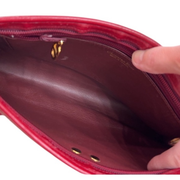 Christian Dior Vintage Shoulder Bag Red Leather purse as is - Picture 10 of 13